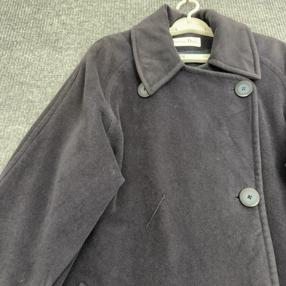 Vintage Christian Dior Coat Womens Purple Wool Angora Double Breasted Loro Piana - Picture 3 of 10